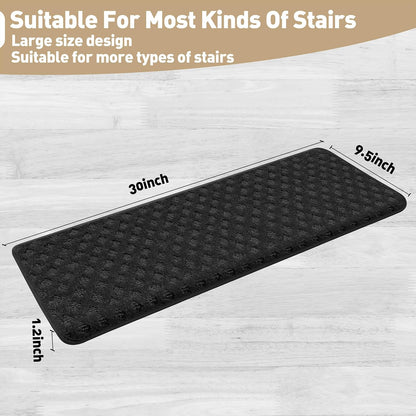 PURE ERA Carpet Stair Treads Tape Free Non Slip Indoor Stair Carpet Stair Protectors Pet-Friendly Non-Slip Skid Resistant Washable Reusable 8" x 30"(2 Pieces,Black)