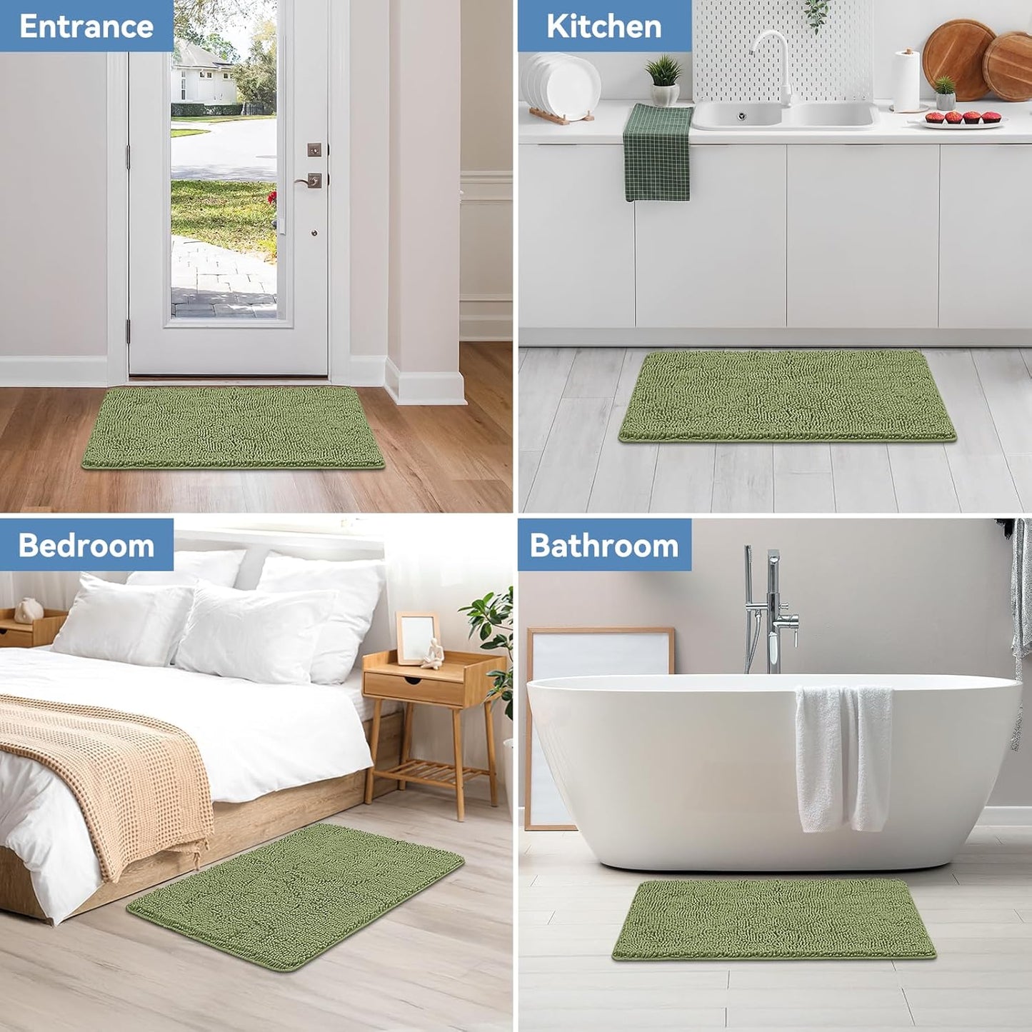 Bcoimo Bathroom Rugs 24x17, Bath Mats for Bathroom Non Slip with Rubber Backing,High Absorbent Microfiber Bath Rugs Quick Drying, Machine Washable, Durable Decor