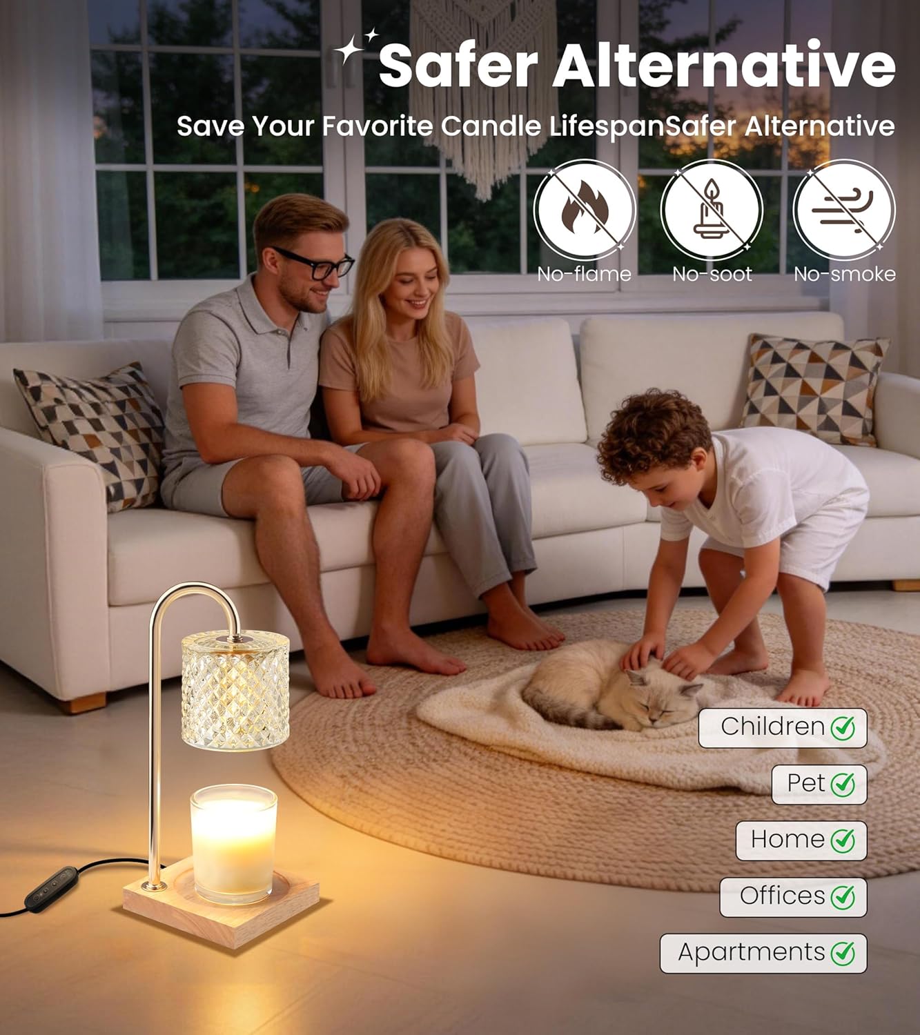 TigQiang Candle Warmer Lamp with Timer Dimmer, Birthday Gifts for Women Mom, House Warming Gifts, Elegant New Home Decor, Wax Warmer for Jar Candles, Heater Lamp for Scented Wax, Clear Glass