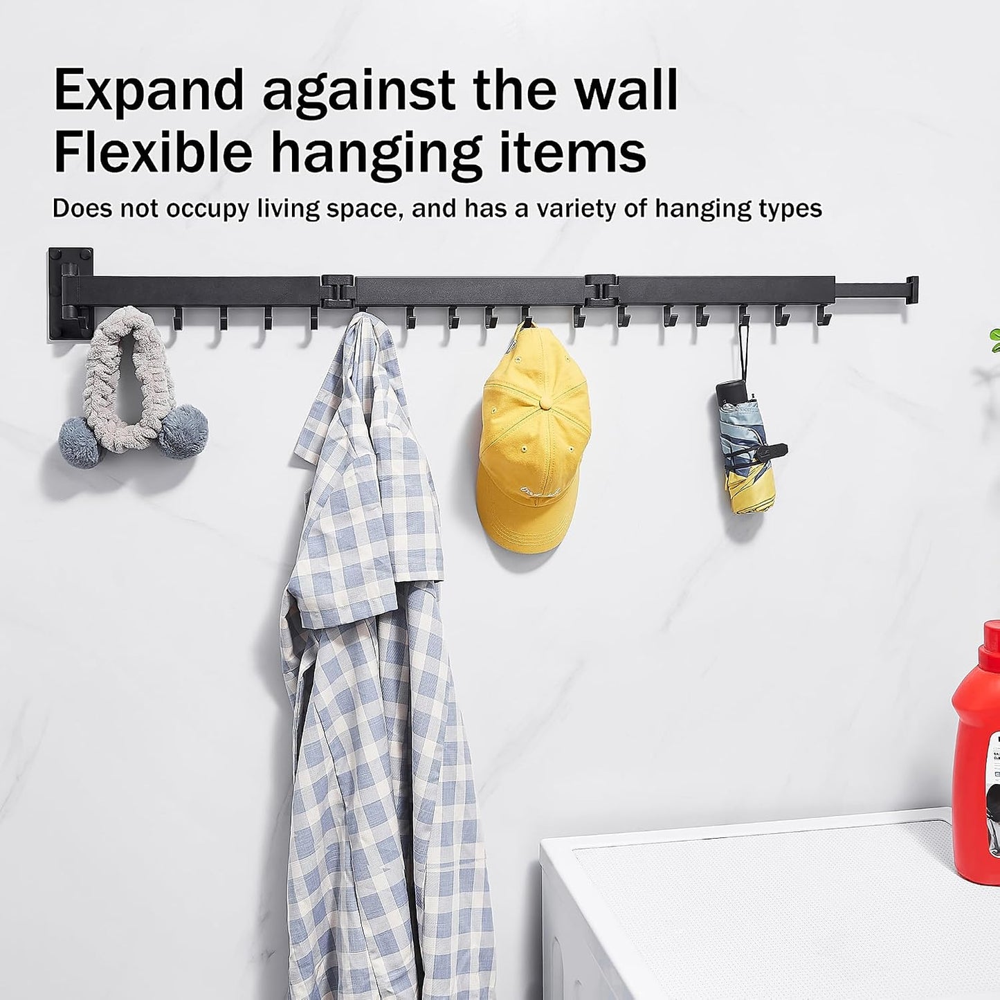 Clothes Drying Rack Wall Mounted,Drying Rack Clothing,Laundry Drying Rack Wall Mount,Collapsible Drying Racks for Laundry,Retractable,Foldable,Clothes Hanger Rack,Clothes Dryer Rack,White Color