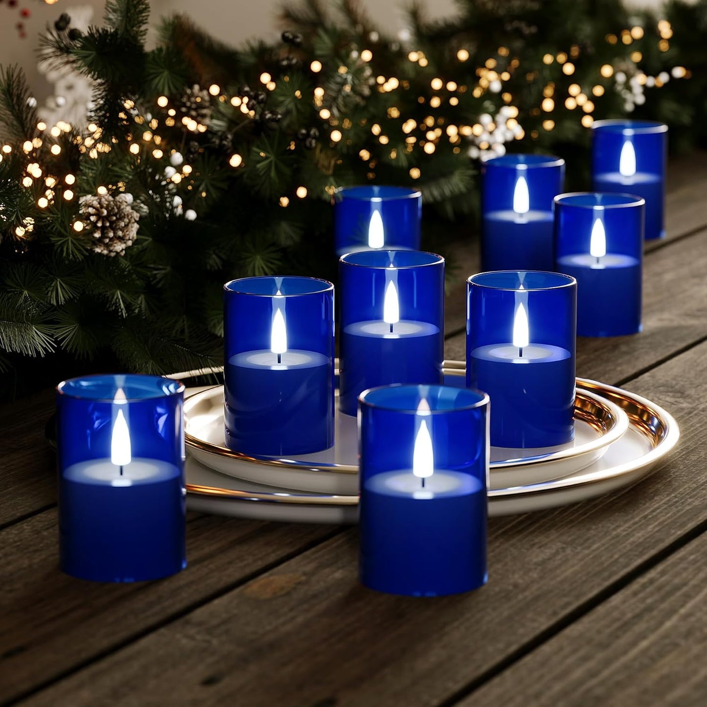 VIODAIM 12Pack Flickering Flameless LED Candles with Remote & Timer, Battery Powered - Small Pillar & Votive, Clear (2"X3")