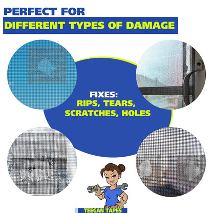 Gaffer Power Screen Repair Tape – Fiberglass Mesh, Strong Adhesive, Weather-Resistant Window & Door Screen Patch – Easy to Use, Durable Screen Repair Kit for Holes & Tears