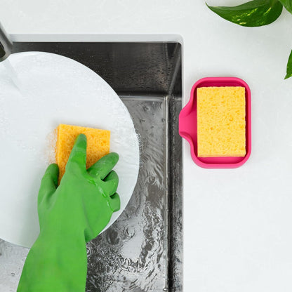 Zulay Kitchen (9x3.5in) Sponge Holder for Kitchen Sink - Flexible Heavy-Duty Multipurpose Sink Caddy - Counter Organizer for Kitchen, Bathroom, Makeup, Trinkets & More! (Grey)