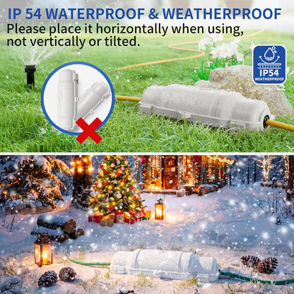 2 Pack Outdoor Extension Cord Safety Cover with Waterproof Seal IP54 Water-Resistant, Weatherproof Electrical Connection Box with 2 Latches, Plug, Socket, Holiday Decoration Light, Black