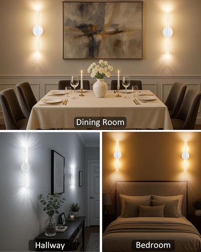 Peel and Stick on Wall Sconce set of 2, Rechargeable No Drill Gold Wireless Magnetic Battery Operated Wall Lights with Remote, Dimmable Cordless Wall Lamps for Bedroom Living Room Bathroom Decor