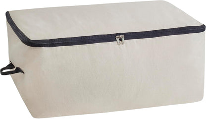 Canvas Storage Bags for Comforters and Blankets - X-Large Zippered Storage Bags for Blankets, Comforters, and Clothes - Easy Storage Under Bed, 100% Cotton, Breathable with Carrying Straps (2 Bags)