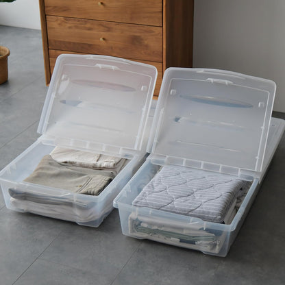 Citylife 57 QT Plastic Storage Bins with Double-Opening Lids, Storage Containers for Organizing, Large Clear Storage Box for Closet, Blankets, 2 Packs