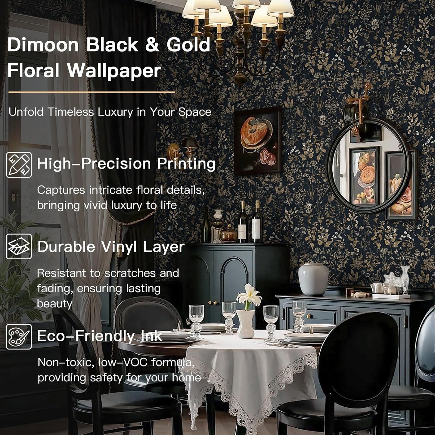 Dimoon 17.3" X 78.7" Peel and Stick Wallpaper Floral Contact Paper Boho Beige White Renter Friendly Natural Wall Paper Waterproof Removable Self Adhesive Wallpaper for Bedroom Livingroom Vinyl Roll