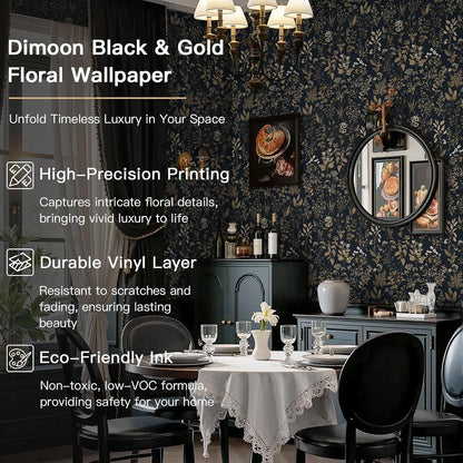 Dimoon 17.3" X 78.7" Peel and Stick Wallpaper Floral Contact Paper Boho Beige White Renter Friendly Natural Wall Paper Waterproof Removable Self Adhesive Wallpaper for Bedroom Livingroom Vinyl Roll