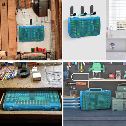 ALCYON 269+ Battery Organizer Case with Tester, Double-Sided Storage-Blue | Clear Rigid Shell and Dedicated Slots Keep Batteries Visible, Separated and Secure for Home, Office or Workshop,Case Only