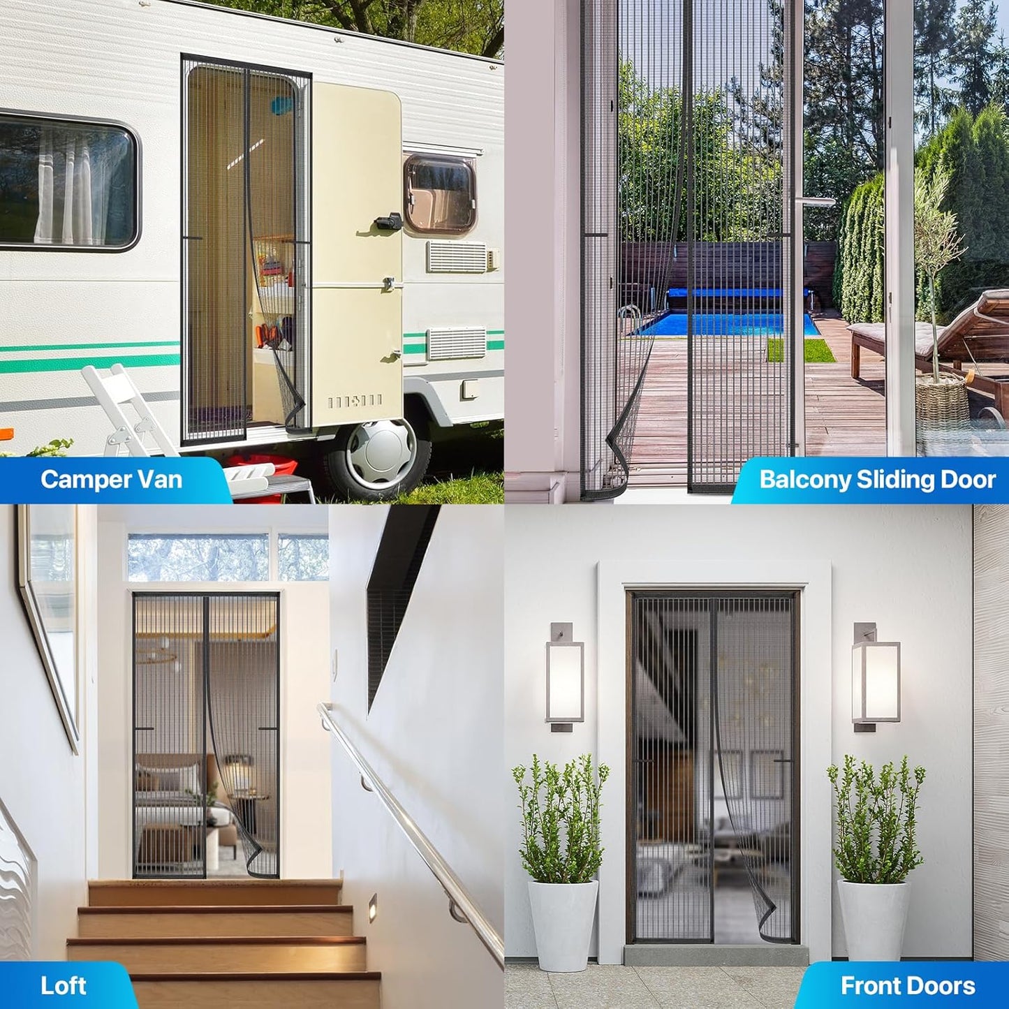 Heavy Duty Door Screen Magnetic Closure, LOVIGA Thickened Fiberglass Screen Door Mesh, Self Sealing, Tear Resistant, Easy Assemble, Fine Mesh Keep Bugs Out Fit Door Size 36 Inch X 82 Inch