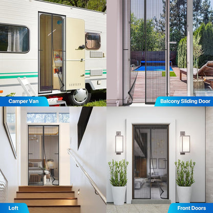 Heavy Duty Door Screen Magnetic Closure, LOVIGA Thickened Fiberglass Screen Door Mesh, Self Sealing, Tear Resistant, Easy Assemble, Fine Mesh Keep Bugs Out Fit Door Size 36 Inch X 82 Inch
