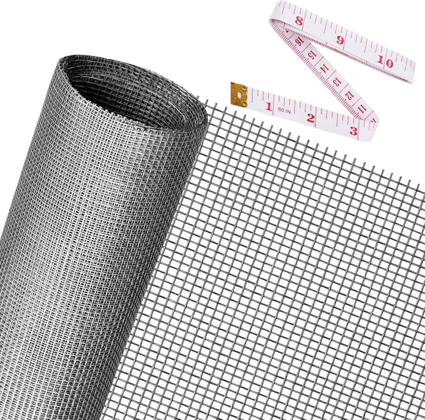 Ouskr Replacement Window Screens Kit, 48X118 Inch Durable Window Screen Mesh for Patio Porch Door Windows, DIY Adjustable Fiberglass Screen Repair Kit with Rolling Tool Hook Ruler Cutter Spline