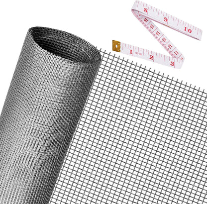 Ouskr Replacement Window Screens Kit, 48X118 Inch Durable Window Screen Mesh for Patio Porch Door Windows, DIY Adjustable Fiberglass Screen Repair Kit with Rolling Tool Hook Ruler Cutter Spline