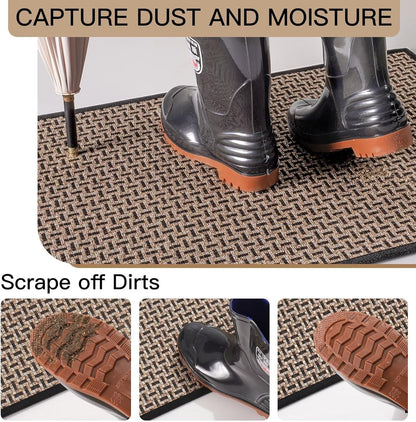 Door Mat 17"x30",Door Mat Indoor Entrance Dirt Resistant and Absorbent Non-Slip Rubber Backing Front Door Mats Washable Low-Profile Indoor Mats for Entryway, Inside Entrance Easy Clean Gray