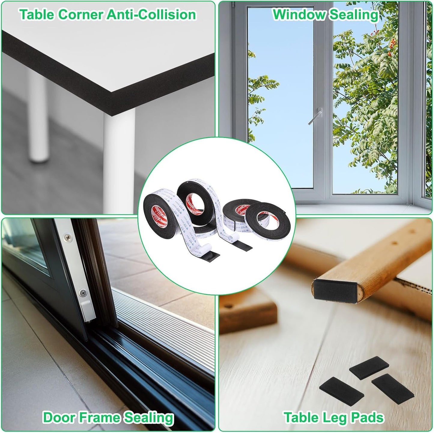 PATIKIL Sponge Rubber Foam Tape, 5/8" W x 1/8" t x 16.4ft l Self-Adhesive Foam Insulation Tape Weather Stripping for Window Door Soundproofing Weatherstrip AC Seal Strip, Black