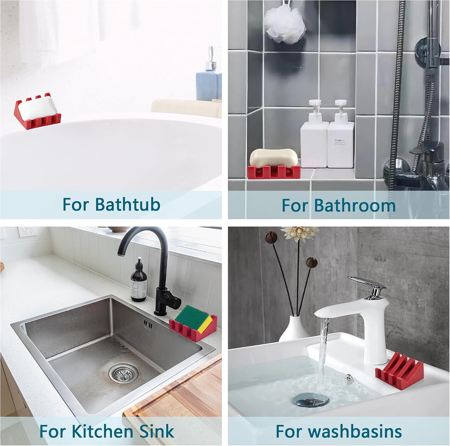 Self Draining Soap Dish Holder,Silicone Soap Dish,for Bathroom,Kitchen, Sponges，Can Extend Soap Life，Keep Soap Bars Dry and Easy Cleaning (White,1-Pack) - Colors A