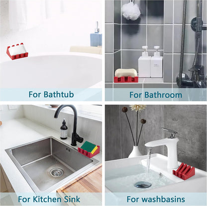 Self Draining Soap Dish Holder,Silicone Soap Dish,for Bathroom,Kitchen, Sponges，Can Extend Soap Life，Keep Soap Bars Dry and Easy Cleaning (White,1-Pack) - Colors B