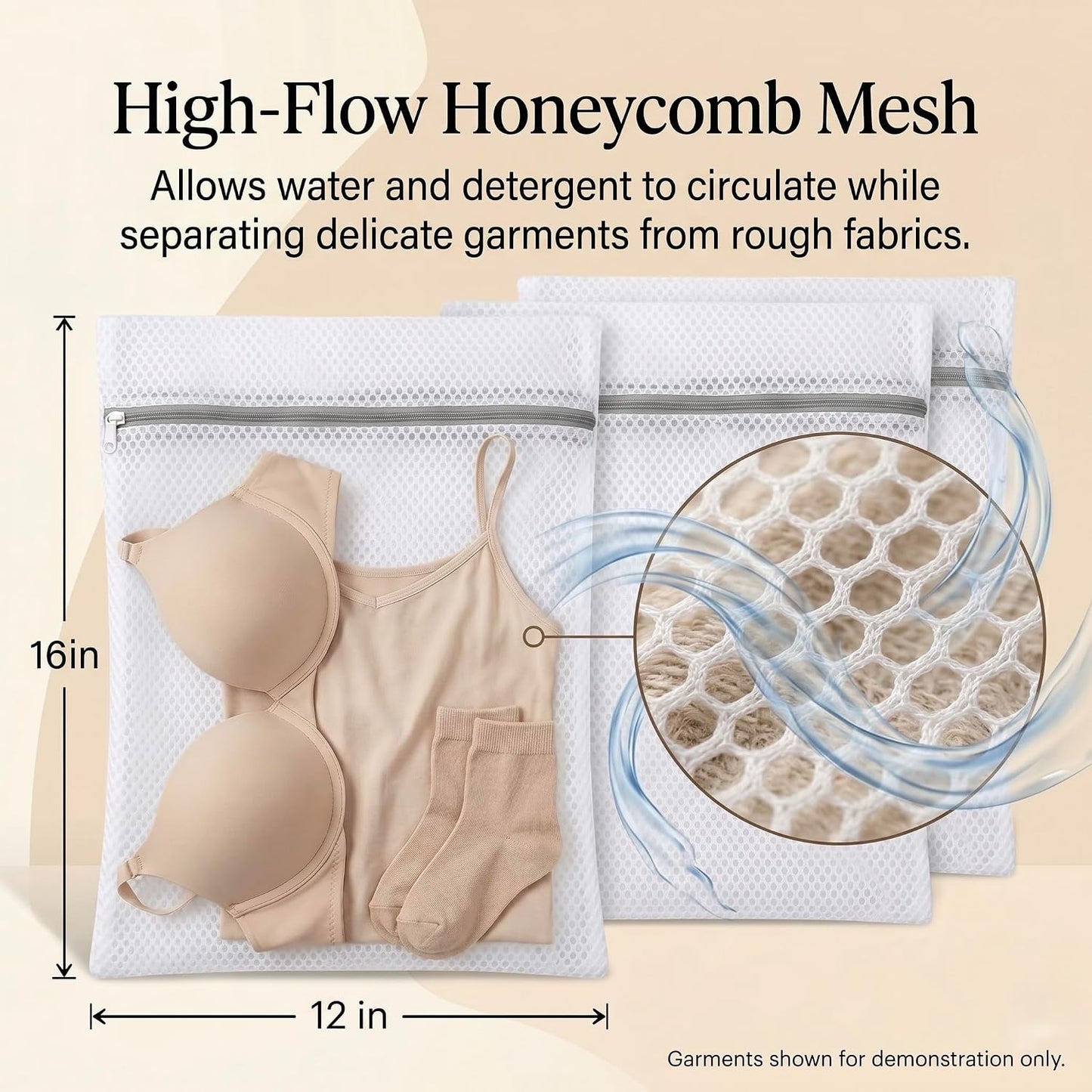 GroundLuxe Mesh Laundry Bags for Delicates, 3 Pack, 12 x 16 Inch