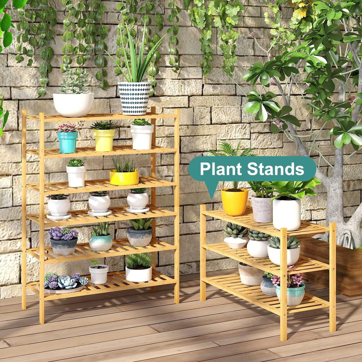 viewcare 3-Tier Black Bamboo Shoe Rack for Entryway, Stackable | Foldable | Natural, Shoe Shelf Storage Organizer for Hallway Closet, Free Standing Shoe Racks for Indoor Outdoor