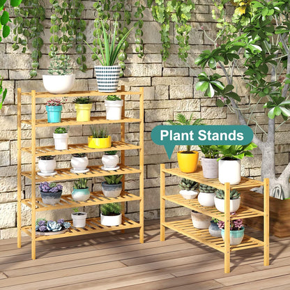 viewcare 3-Tier Black Bamboo Shoe Rack for Entryway, Stackable | Foldable | Natural, Shoe Shelf Storage Organizer for Hallway Closet, Free Standing Shoe Racks for Indoor Outdoor