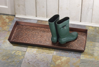 HF by LT Birch Forest Pattern Metal Boot Storage Tray, 30 x 13 inches, Antique Copper Finish