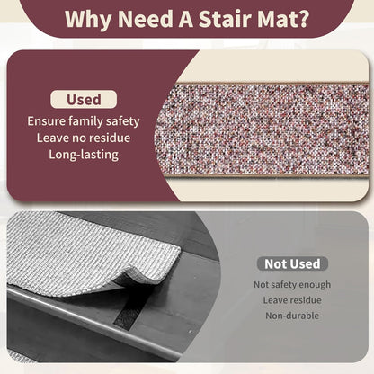 Non-Slip Carpet Stair Treads 15PCS, 8"x30" Peel and Stick Stair Runner for Wooden Steps Indoor, Washable Reusable Adhesive Backing, Pet-Friendly Safety Mats for Kids, Elders, Dogs