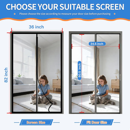 Upgraded PET Mesh Magnetic Screen Door Stronger Than Fiberglass and Polyester,Hands Free,Keep Bugs Out,Pet & Kid Friendly,Suitable for Sliding Doors,Patio and French Doors-72" X 80"