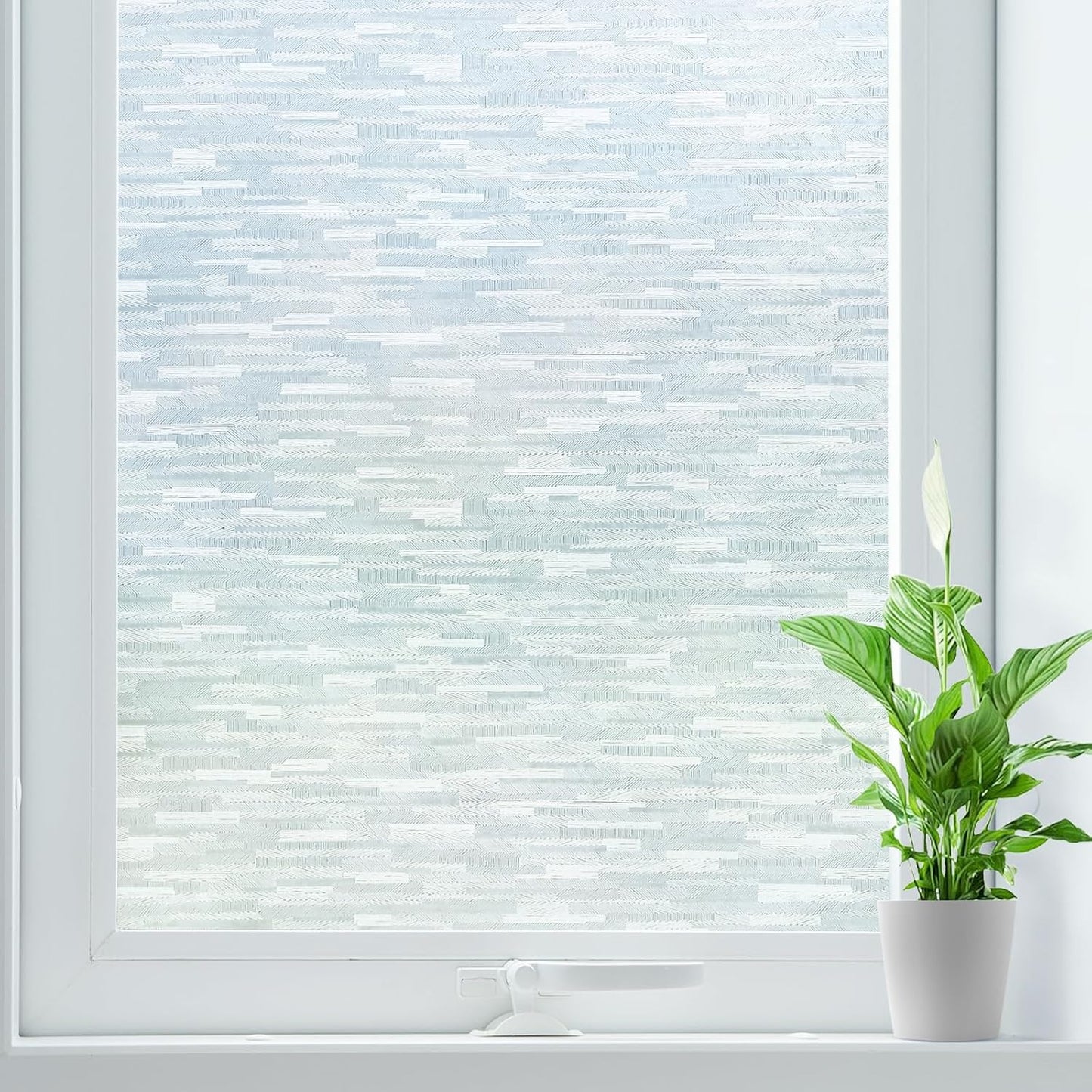 rabbitgoo Window Privacy Film Frosted Glass Film Removable Vinyl Door Coverings UV Blocking Decorative Static Cling Non-Adhesive Window Clings Sticker for Home Decor, 17.5 x 78.7 Inches