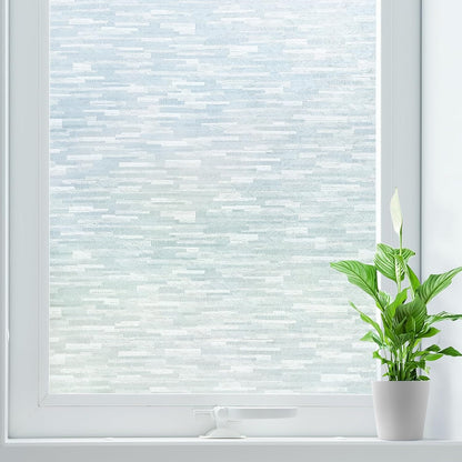 rabbitgoo Window Privacy Film Frosted Glass Film Removable Vinyl Door Coverings UV Blocking Decorative Static Cling Non-Adhesive Window Clings Sticker for Home Decor, 17.5 x 78.7 Inches
