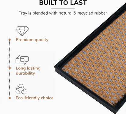 Anji Mountain Heavy Duty Waterproof Rubber Shoe Storage Mat Organizer/Boot Storage Tray Multi Use for Entryway with Coir, Tan Insert, Fits 4 Pair (46.5" Wide)