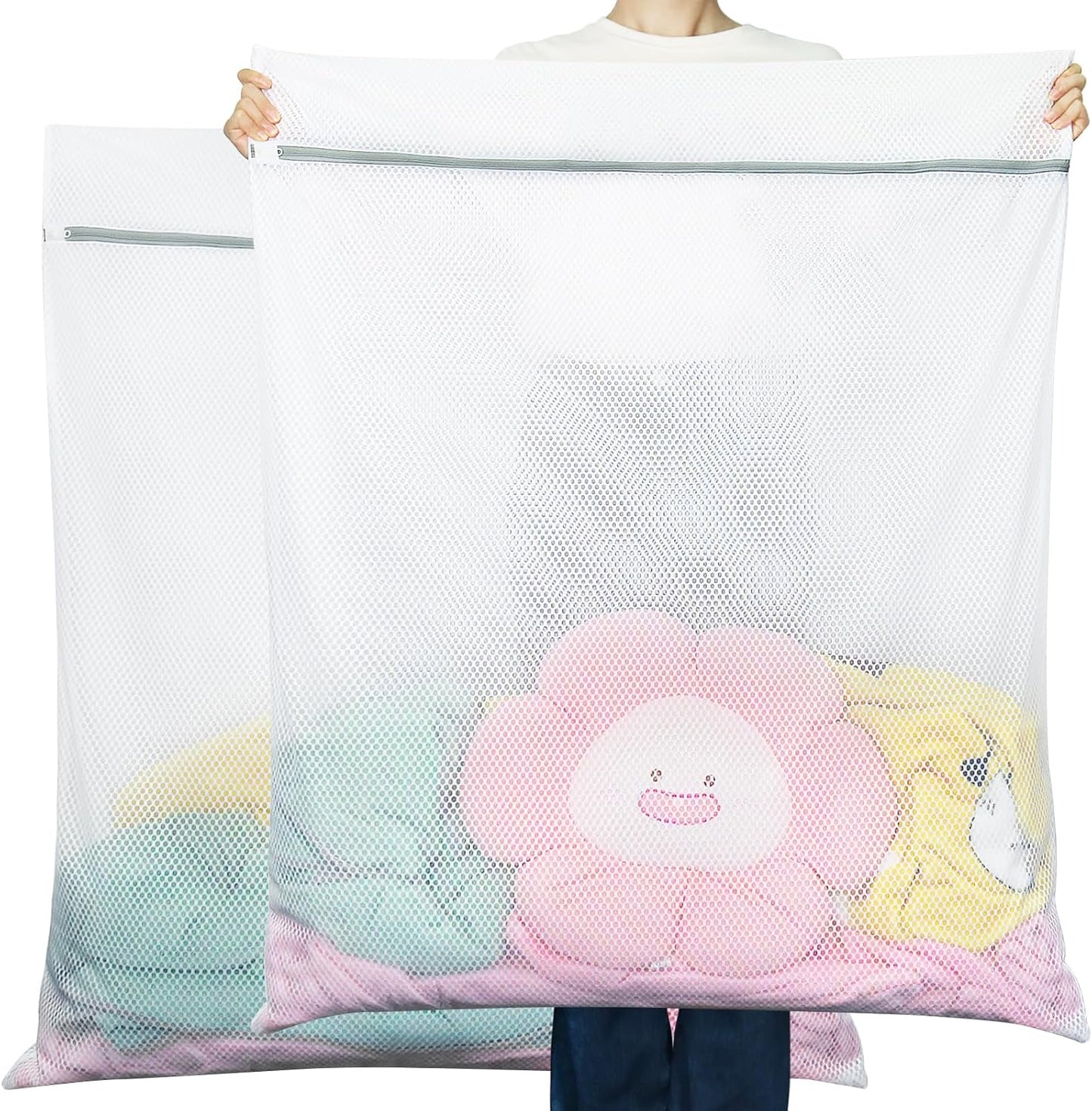 Vivifying Extra Large Mesh Laundry Bag, 2 Pack XXL Oversize Honeycomb Mesh Wash Bags for Washing Machine, Coats, Stuffed Toys, Blanket, Bedding, Sweater, Delicates Clothes (27 x 35 Inches)