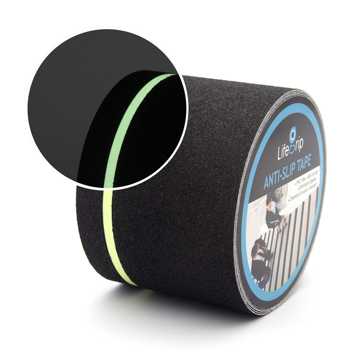 Lifegrip Anti Slip Tape, 4 Inch x 15 Foot Non-Slip Traction Grip Tape for Stairs, Waterproof Stair Treads Grip Non Slip, Non Skid Tape for Steps, Outdoor Black Grip Tape (4" X 15')
