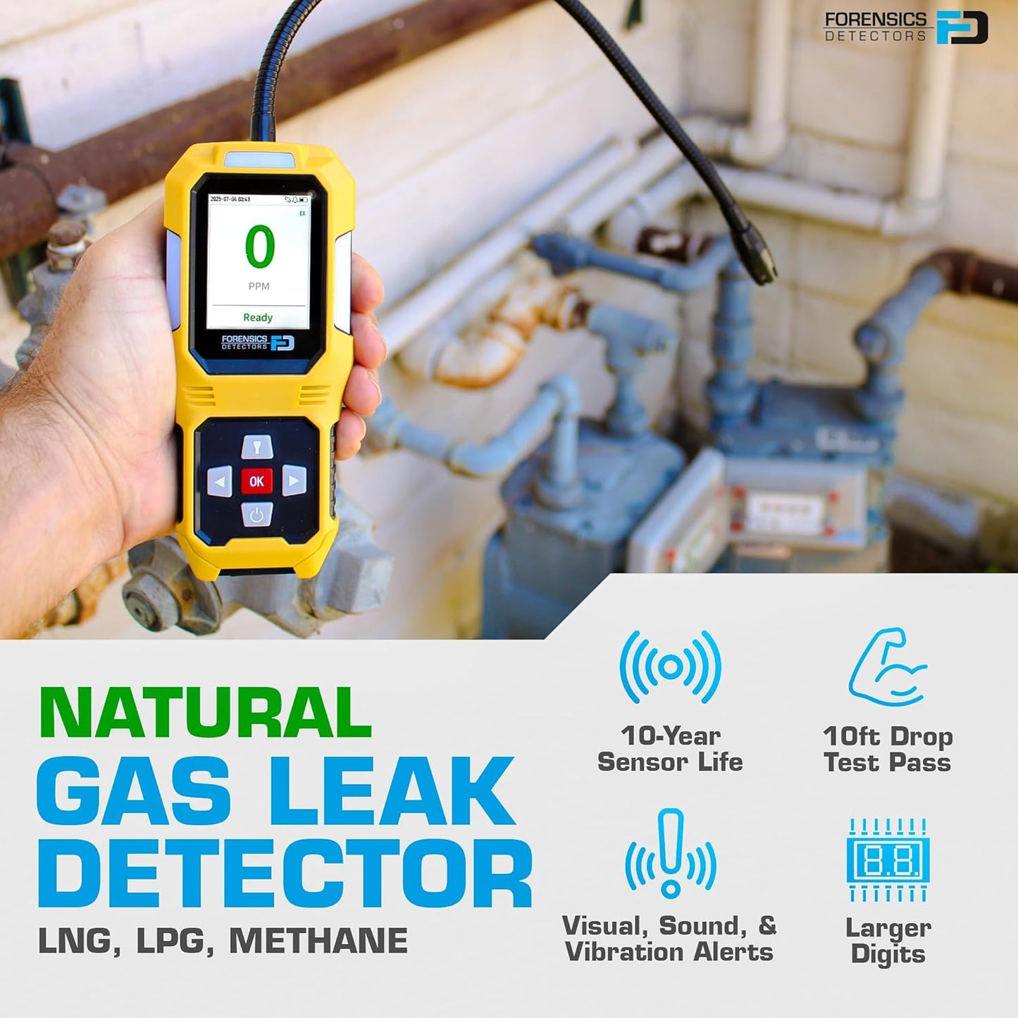 Sewer Leak Detector | 10ft Drop Test Pass | Upgraded 10-Year Sensor Life | Version 2.0 |