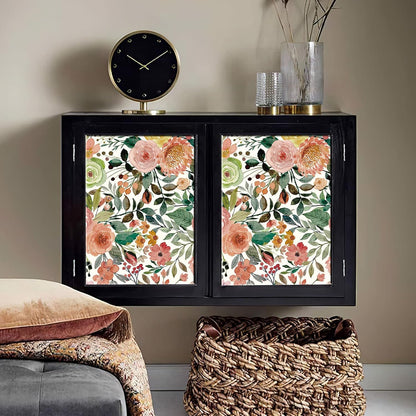 Simon&Siff Floral Peel and Stick Wallpaper, 17.3" x 120" Self Adhesive Wallpaper Boho Flower Kitchen Cabinets Furniture Decorative Renter Friendly Wall Paper