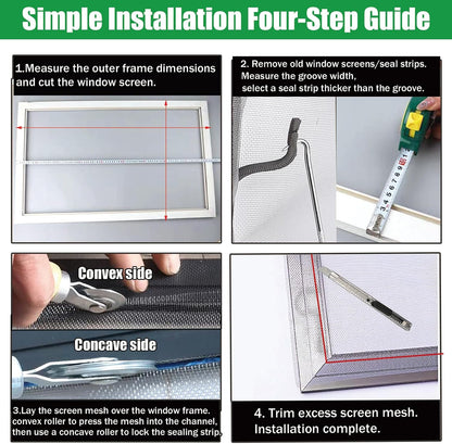 Screen Repair Kit & Window Screen Replacement Kit with Spline Roller Tool, Spline Removal Hook, Screen Cutter - Easy to Use 5-in-1 Tool for Screen Door Repair, Windows, Patio & Sliding Doors