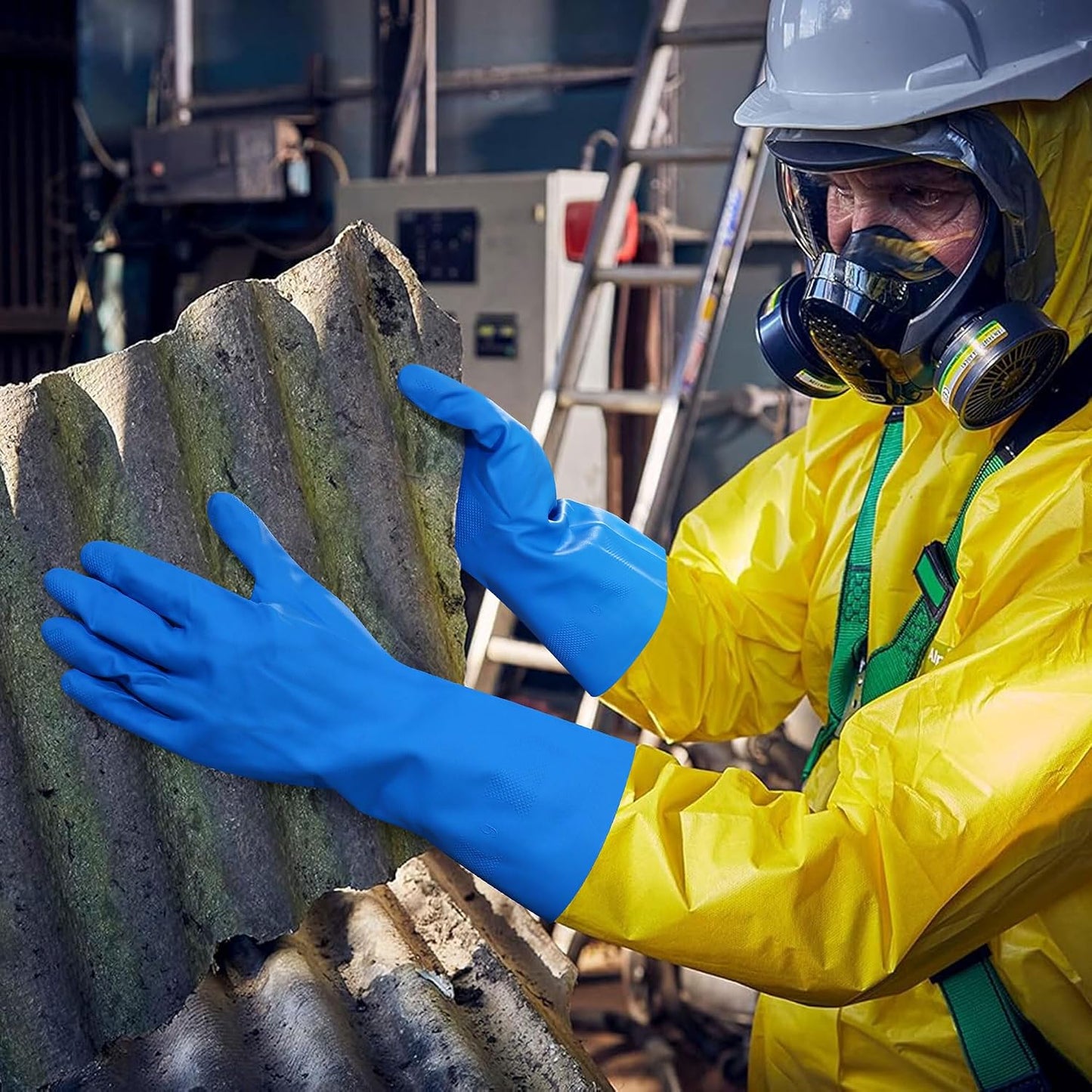 27" Full Arm Pond Gloves, Long Heavy Duty Gloves with Cotton Lining, Waterproof Rubber Chemical Resistant Glove