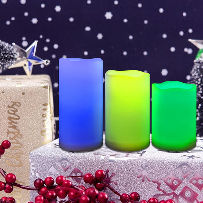 CANDLE CHOICE Waterproof Outdoor Battery Operated Flameless Candles with Remote Timer Plastic Flickering Fake Electric LED Pillars for Lantern Garden Wedding Christmas Decorations 3x4 Inches 3 PCS