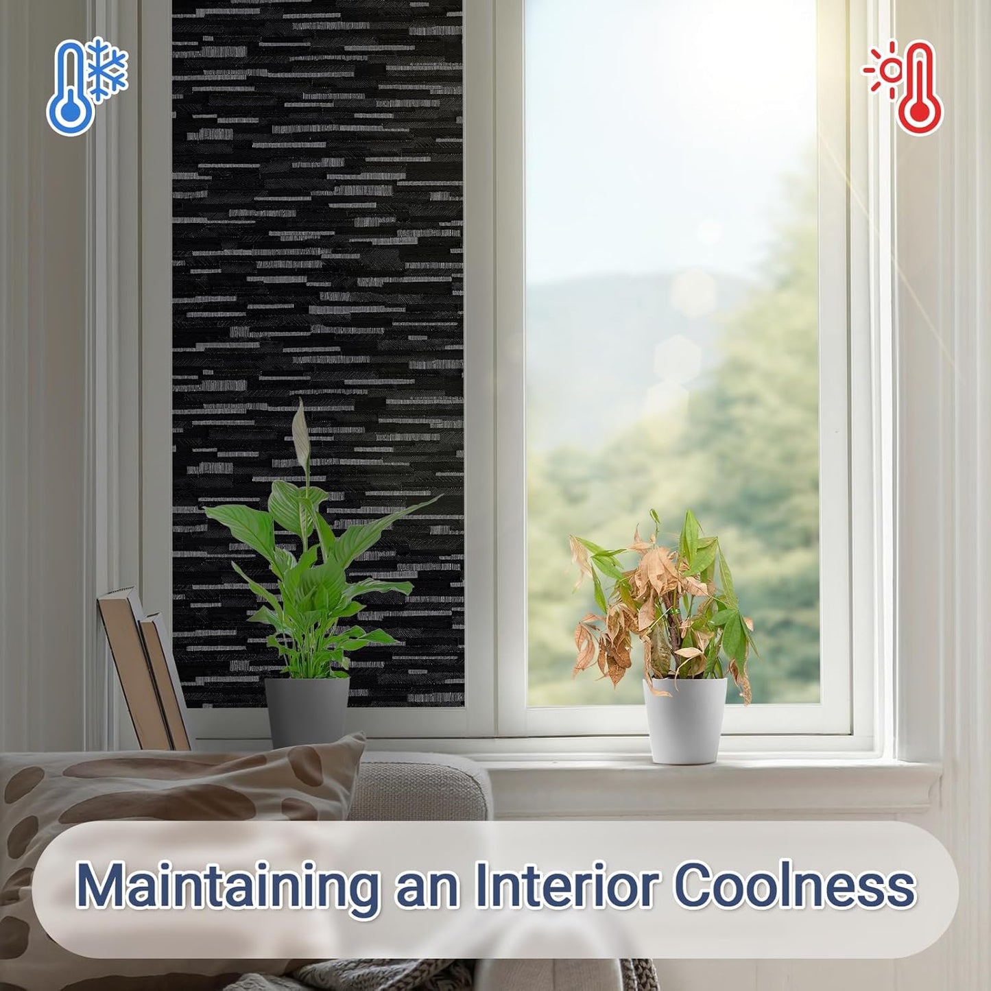 Haton Window Privacy Film, Frosted Glass Static Cling Sun Heat Blocking Window Clings, Frosting Opaque Coverings Stickers Tint for Home Office Door, Non Adhesive, White 17.5" x 78.7"