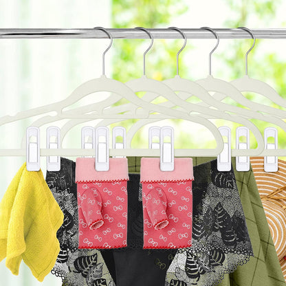 Tinfol Velvet Hanger Clips, 24 Pack Black Pants Hangers Clips, Large Opening Clothes Pin, Strong Finger Flocked Clip Perfect for Use with Slim-line Clothes Velvet Hanger