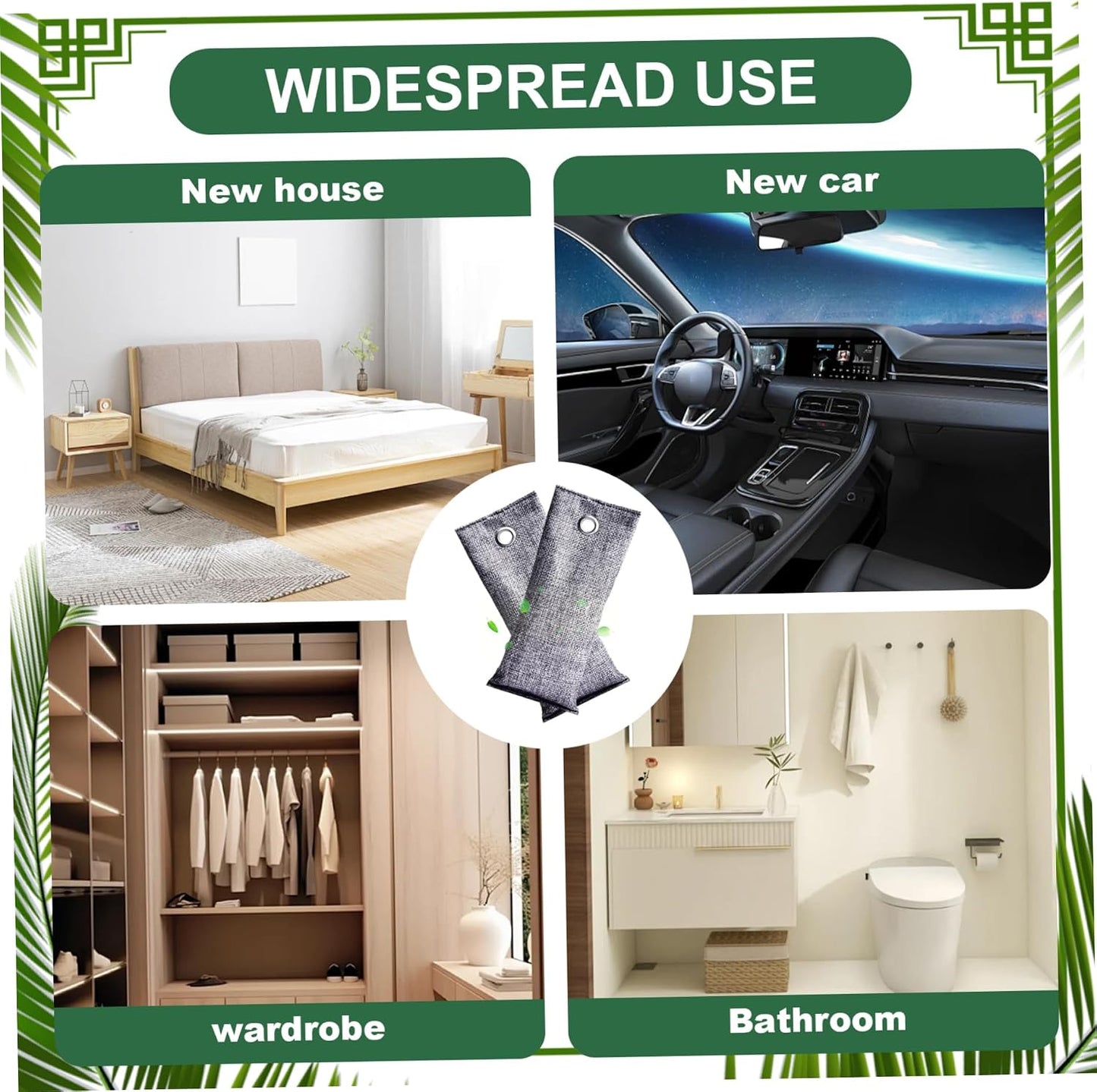 Charcoal Bags Odor Absorber Activated Charcoal Odor Absorber Natural Bamboo Air Purifying Bags Air Freshener for Home Closet Car Office, 70g