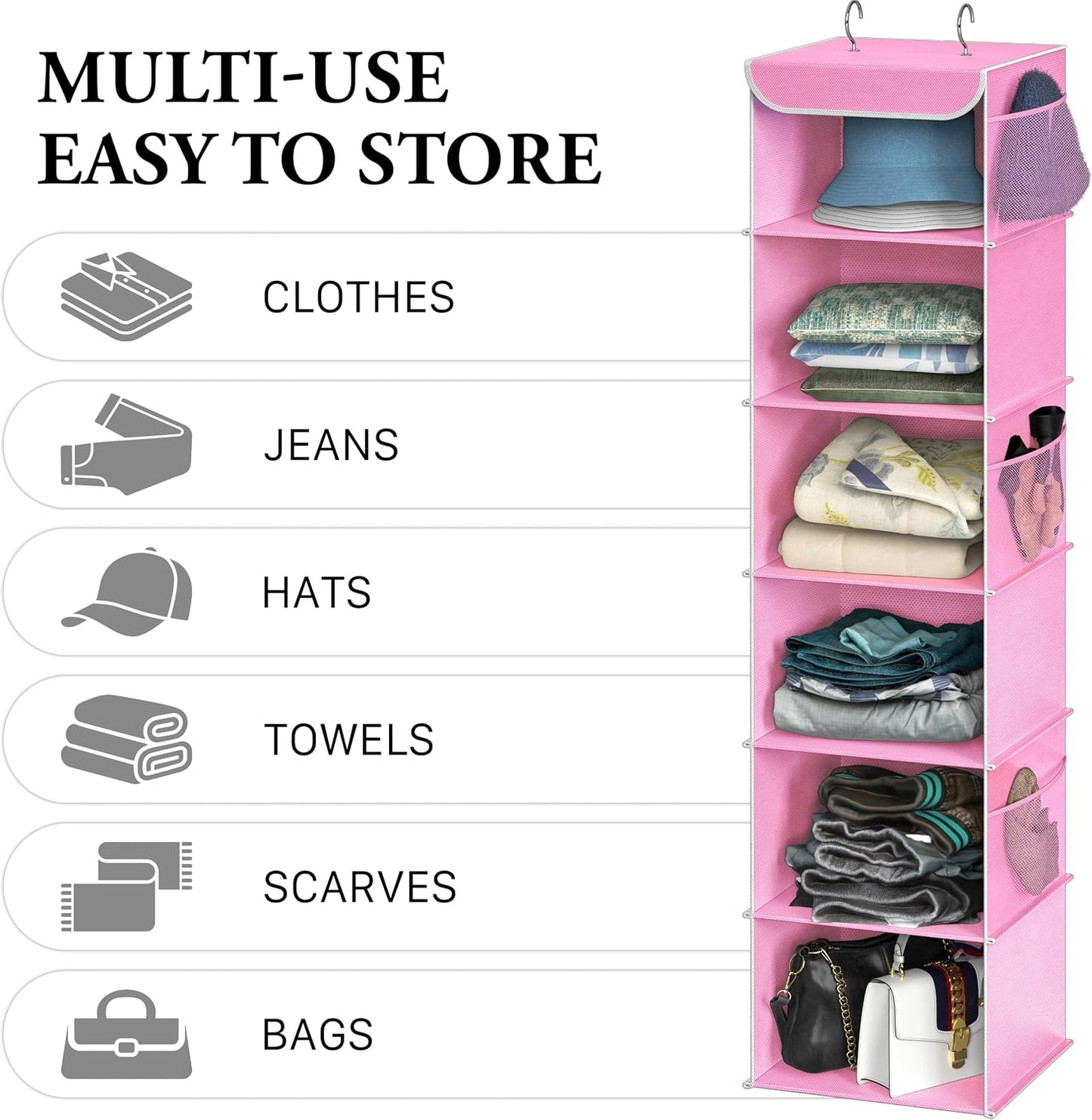 Simple Houseware 6 Shelf Hanging Closet Organizer, Gray