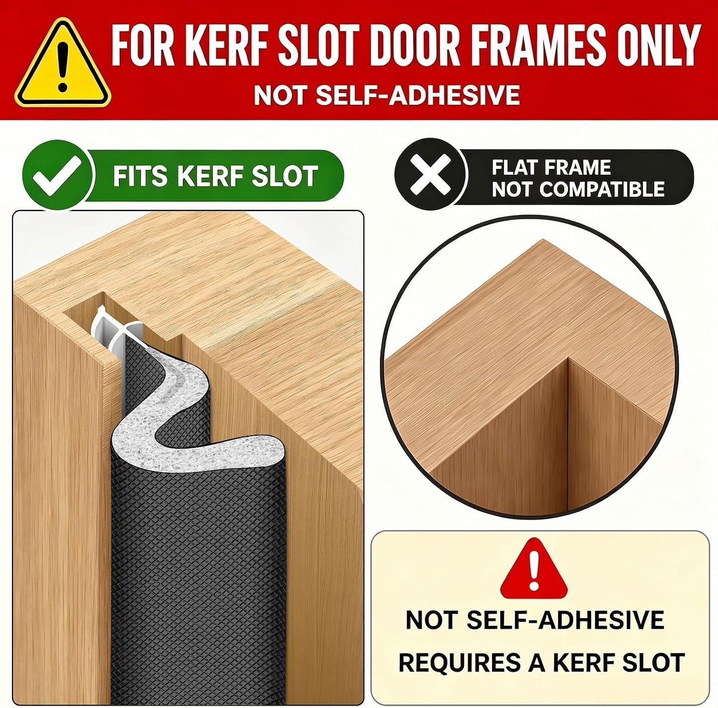 Litaibai 40 ft Kerf Weather Stripping Door Seal for Exterior Doors, White | Press-in kerf seal for grooved door frames is not self-adhesive, replaces worn seals, and helps reduce drafts and energy loss