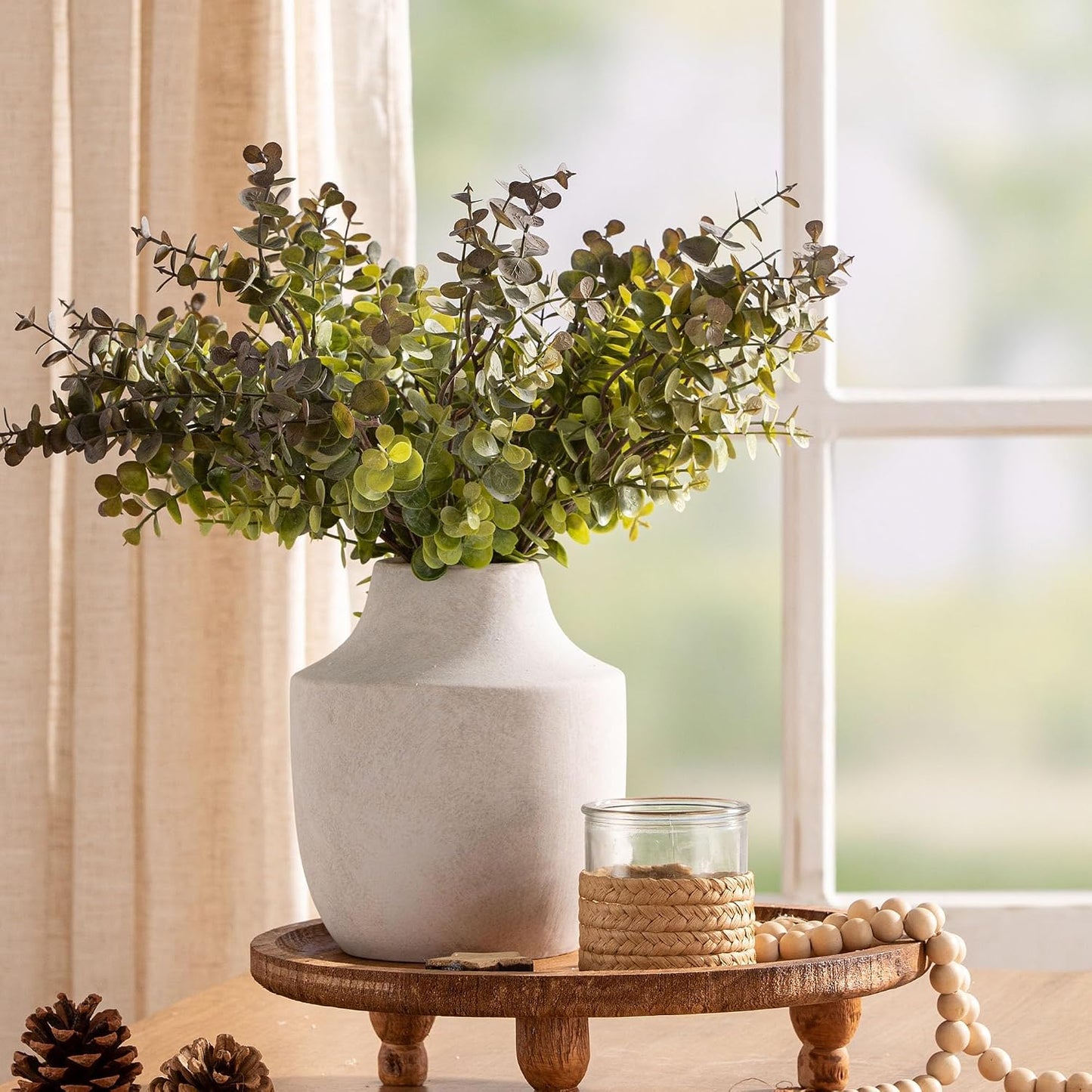 Ceramic Vase Set of 3, Modern Decorative Vases for Home Decor, Small Flower Pottery Vase Sets, Boho Farmhouse Rustic Vases for Living Room, Kitchen, Bedroom, Bathroom, Shelf, Table