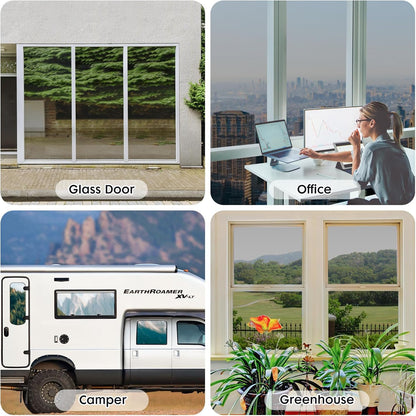 LUTE Reeded Glass Window Privacy Film, Frosted Glass Film, Removable 3D Decorative Decals Sun Blocking Anti UV Door Window Cover, No Glue Static Cling Vinyl for Bathroom Home Office, 17.5" x 78.7"