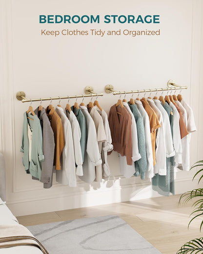 OROPY 33" Industrial Pipe Clothing Rack, Wall Mounted Clothes Rack | Closet Rods for Hanging Clothes, Multi-purpose Hanging Rod for Laundry Room, Bedroom and Closet Storage