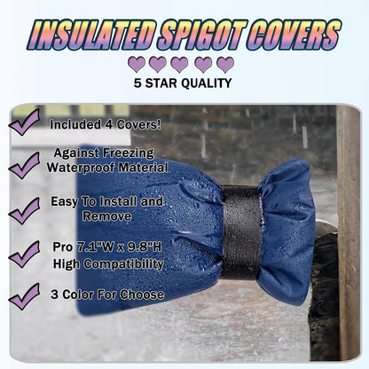 Outdoor Faucet Cover for Winter - Pro 7.1"W x 9.8"H - 4 PACK Outdoor Water Faucet Cover Socks for Winter Freeze Protection Pipe Insulation Reusable Waterproof Insulated Spigot backflow Cover - Beige