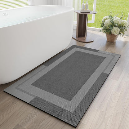 YDKGL Non Slip Bath Mat, Rubber Backing Ultra Thin Bathroom Rugs Fit Under Door Quick Dry Super Absorbent Washable Bath Rug Shower Mat for Bathroom Floor Bathtub Shower Sink, Easy Care Blue 16"x 24"