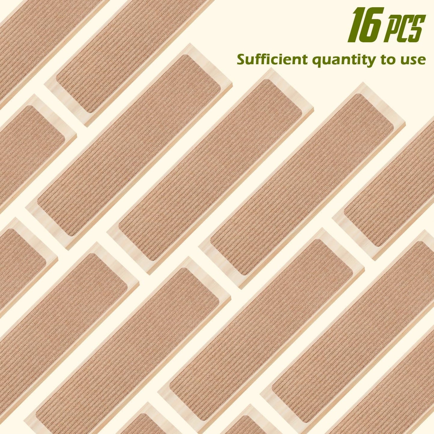 Stair Treads Non-Slip 16 Pack 8"x30" - Carpet Stair Runner for Indoor Wooden Steps with TPE Backing & Anti-Skid Surface, Reusable Adhesive Safety Rug for Kids/Elder/Pet-Friendly - Brown