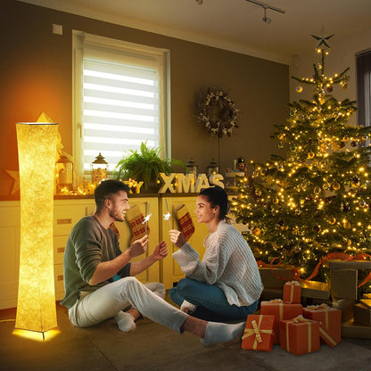 chiphy Floor Lamp, Dimmable 61" Tall Standing Lamp, 3 Levels Adjustable Brightness 12Wx2 LED Bulbs, Column Floor Light w/White Fabric Shade, Home Decor for Living Room, Bedroom, Kids Room